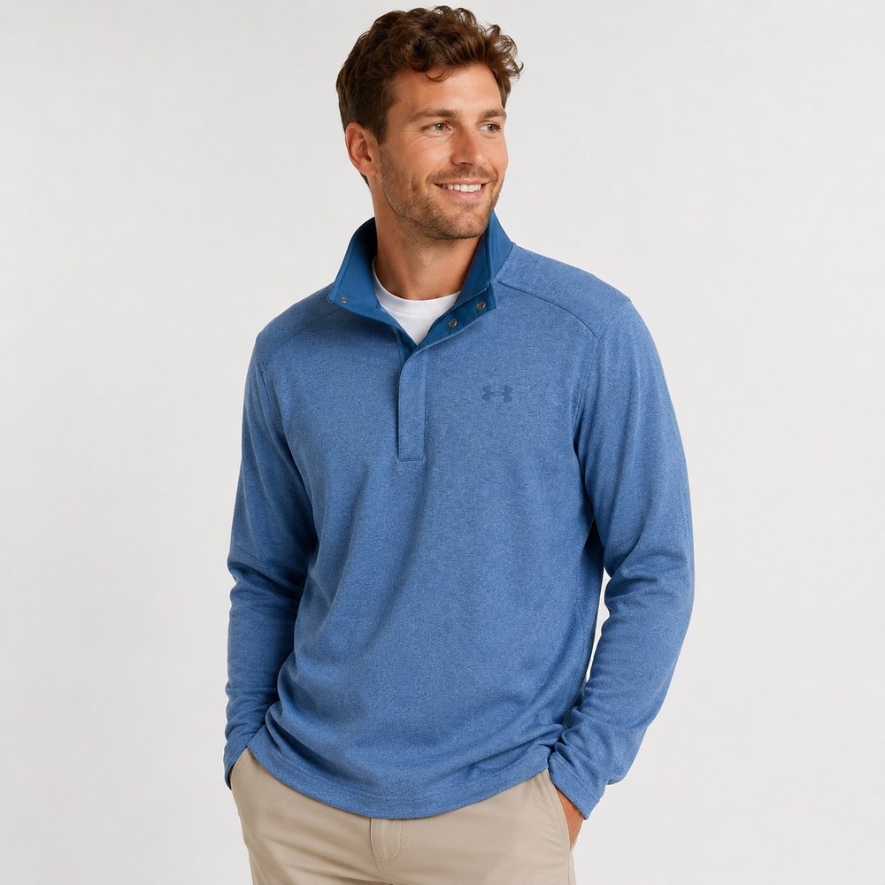 Under Armour Golf ColdGear Stretch Pullover Men's XL Blue 1/4 Snap Neck Sweater